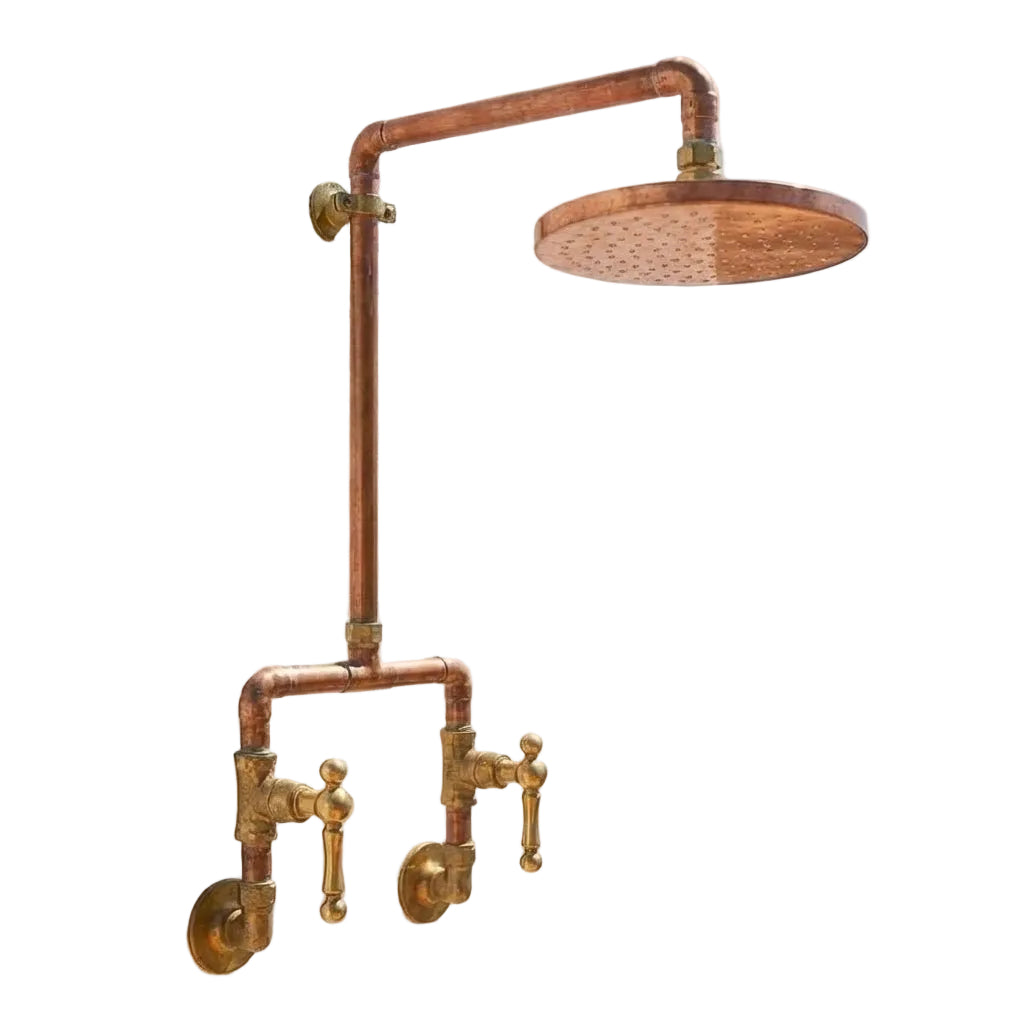 Handmade Copper Rainfall Outdoor Shower with Unlacquered Finish