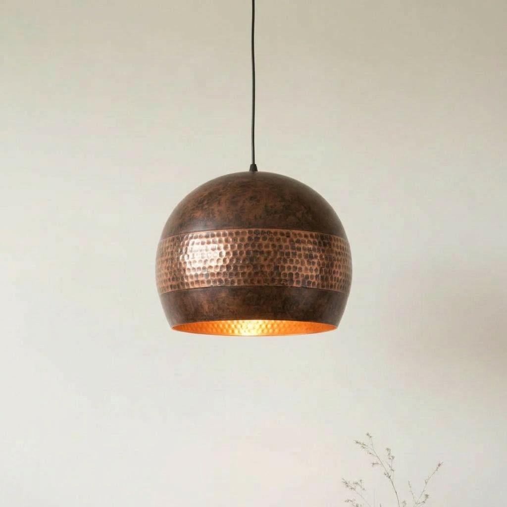 Handmade Copper Pendant Light, Antique Hammered Ceiling Lamp, Rustic Dome Light, Kitchen Island Lighting, Modern Farmhouse Decor