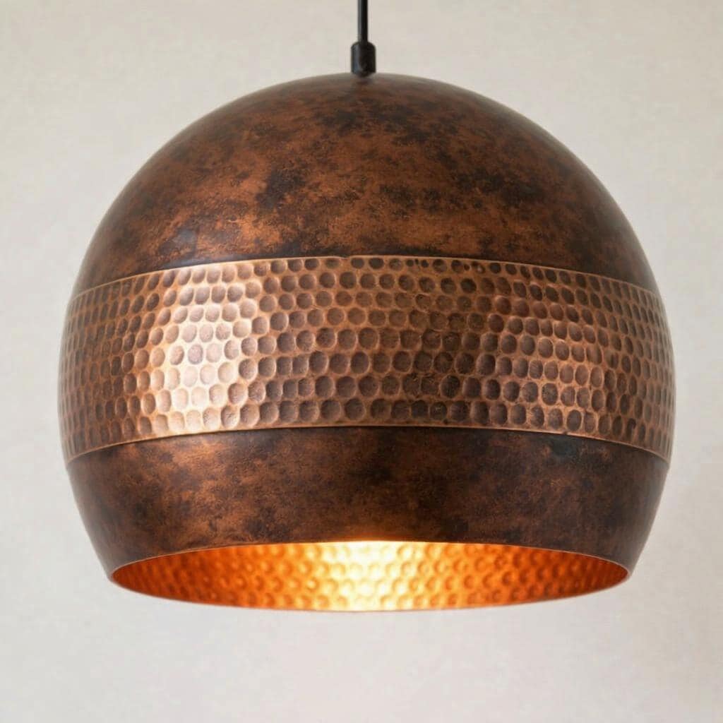 Handmade Copper Pendant Light, Antique Hammered Ceiling Lamp, Rustic Dome Light, Kitchen Island Lighting, Modern Farmhouse Decor