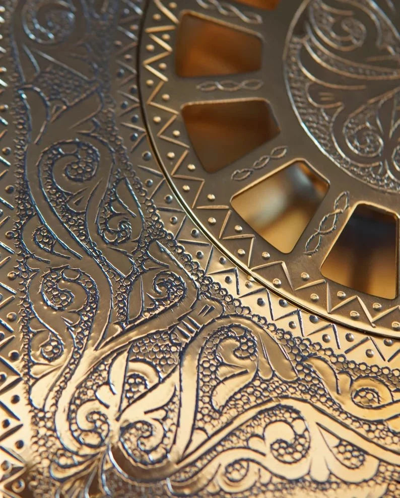 Handmade Copper Shower Drain Cover with Moroccan Engraving