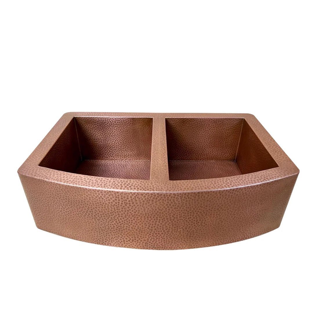 Handmade Copper Double Bowl Farmhouse Sink with Apron Front