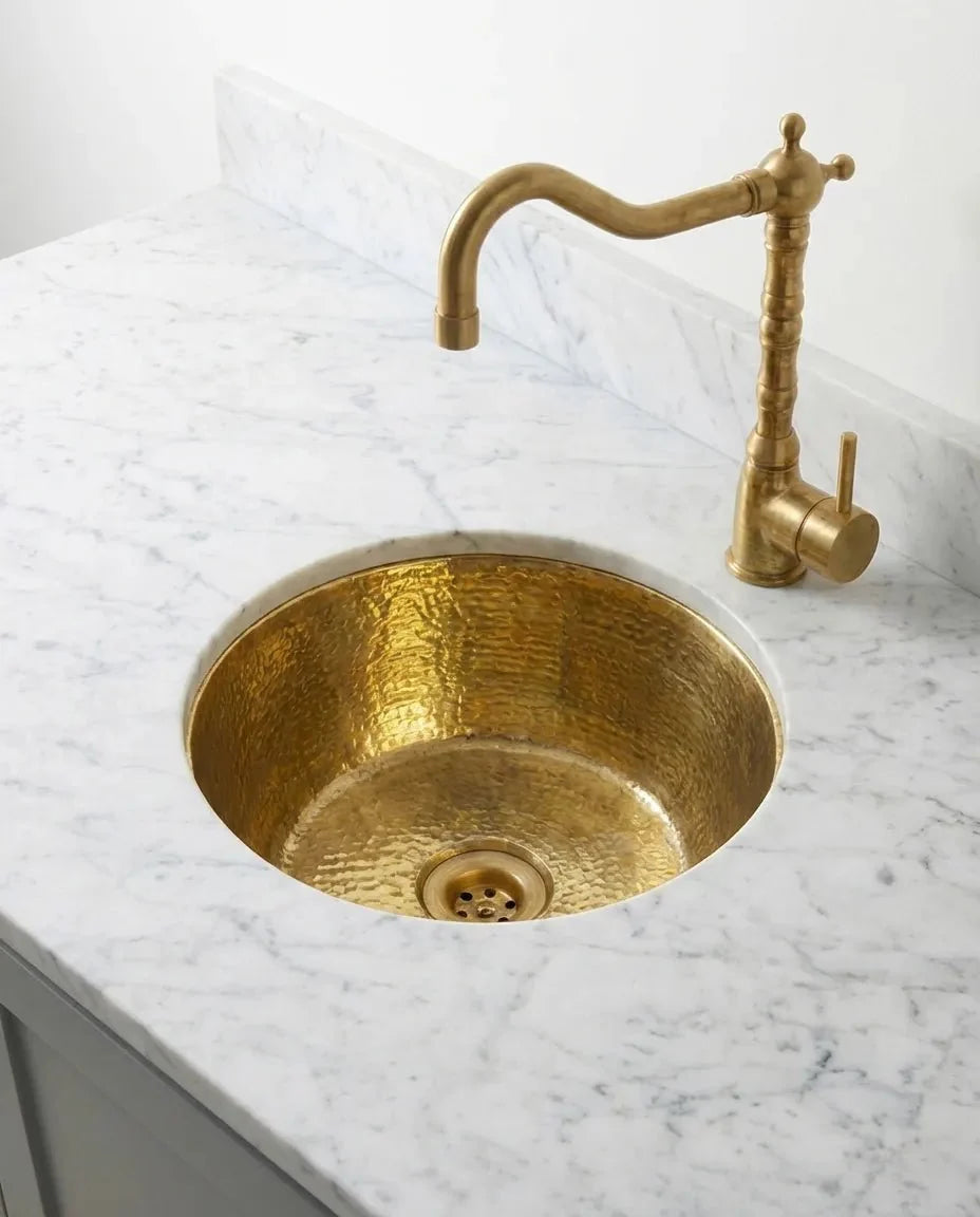 Handmade Hammered Brass Round Sink for Luxury Bathrooms and Kitchens
