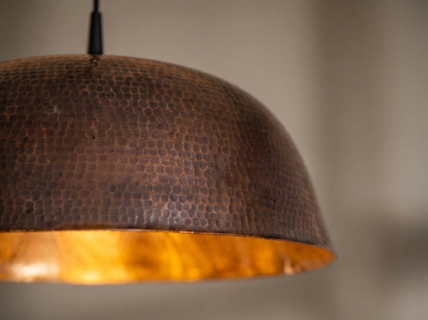 Handmade Hammered Copper Dome Pendant Light - Rustic Industrial Lamp