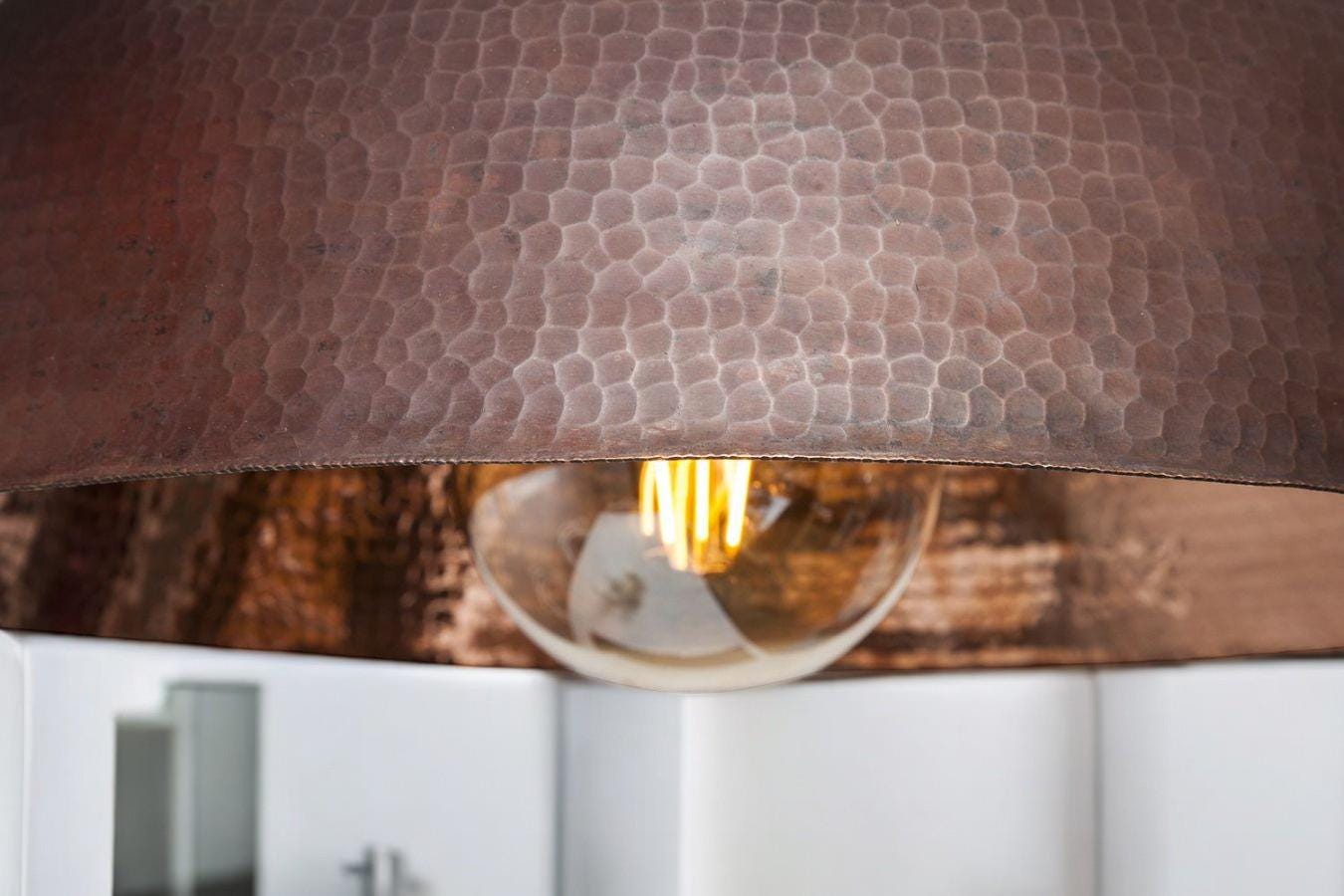 Handmade Hammered Copper Dome Pendant Light - Rustic Industrial Lamp