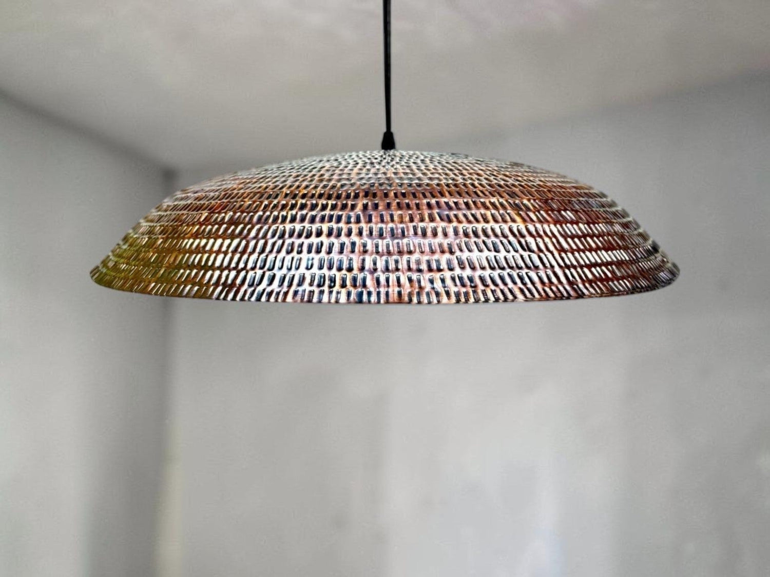 Handmade Hammered Copper Pendant Light - Large Dome Farmhouse Lamp