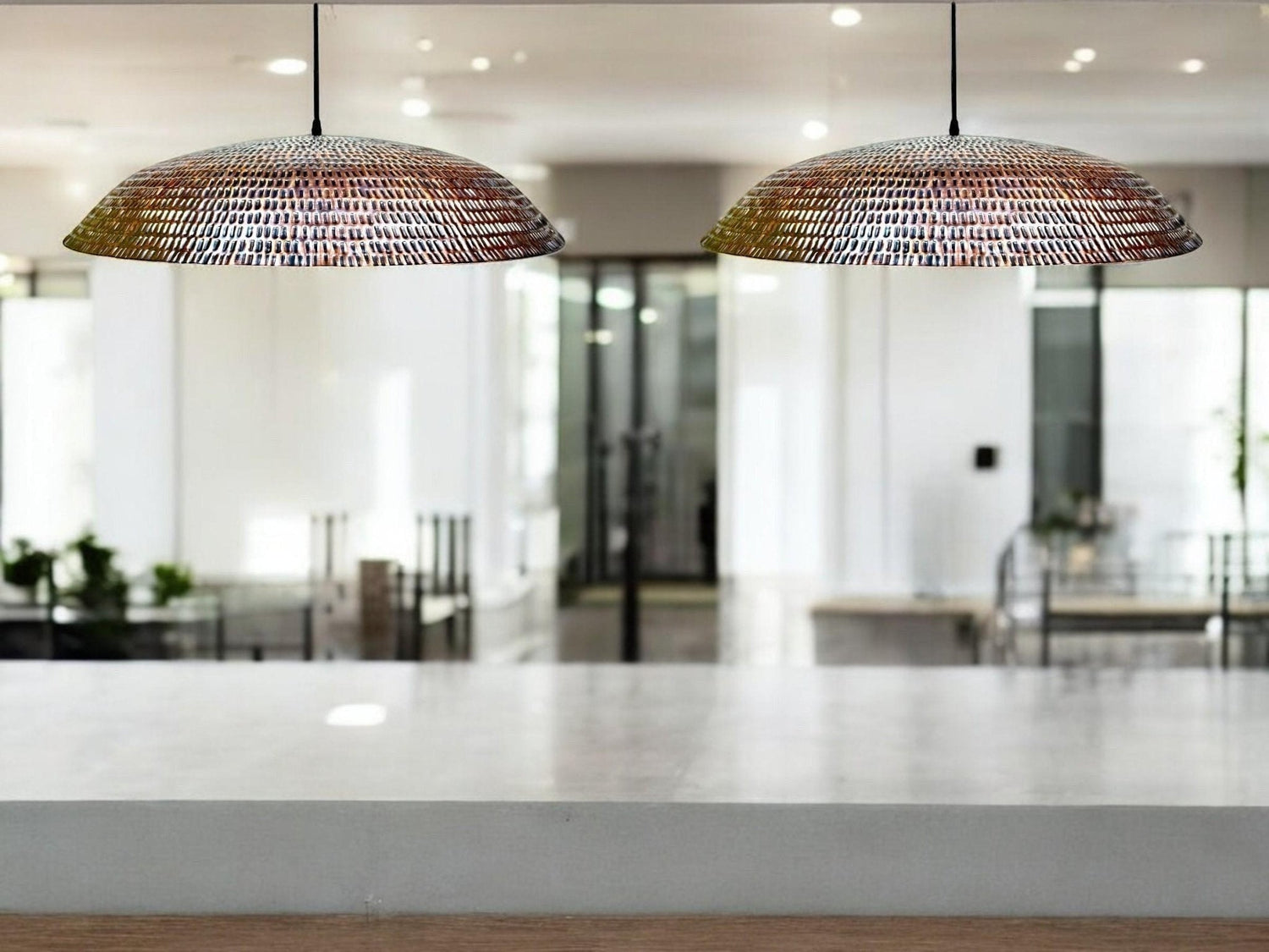 Handmade Hammered Copper Pendant Light - Large Dome Farmhouse Lamp