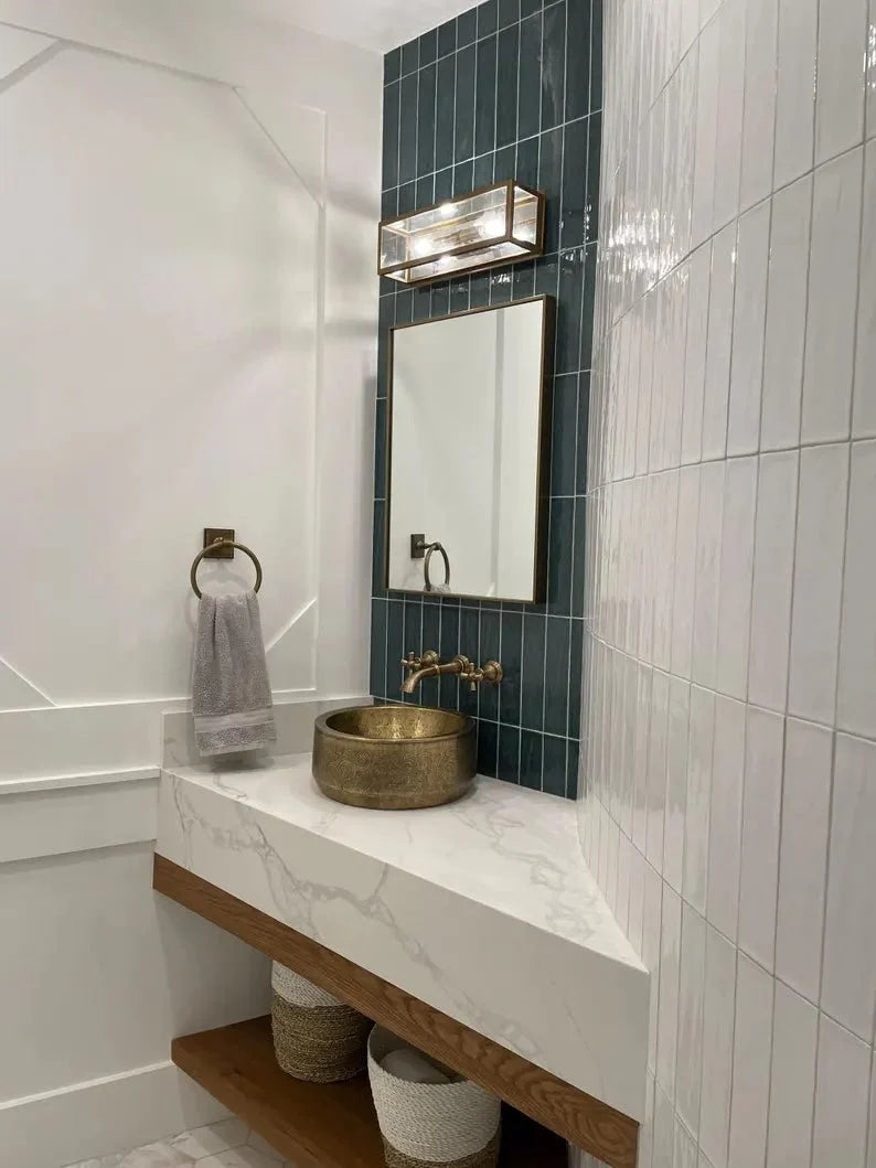 Handmade Hammered Copper Vessel Sink with Engraved Pattern – Luxury Bathroom Basin