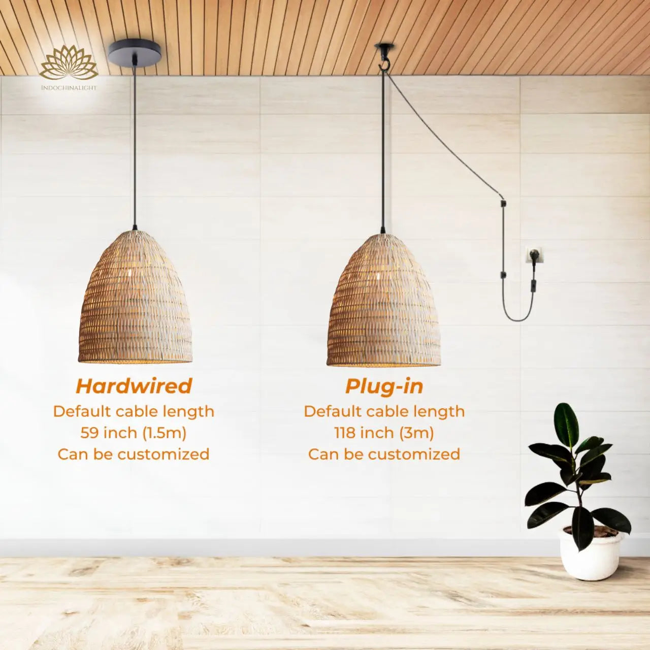 Yujidao White Bamboo Pendant Light Shade