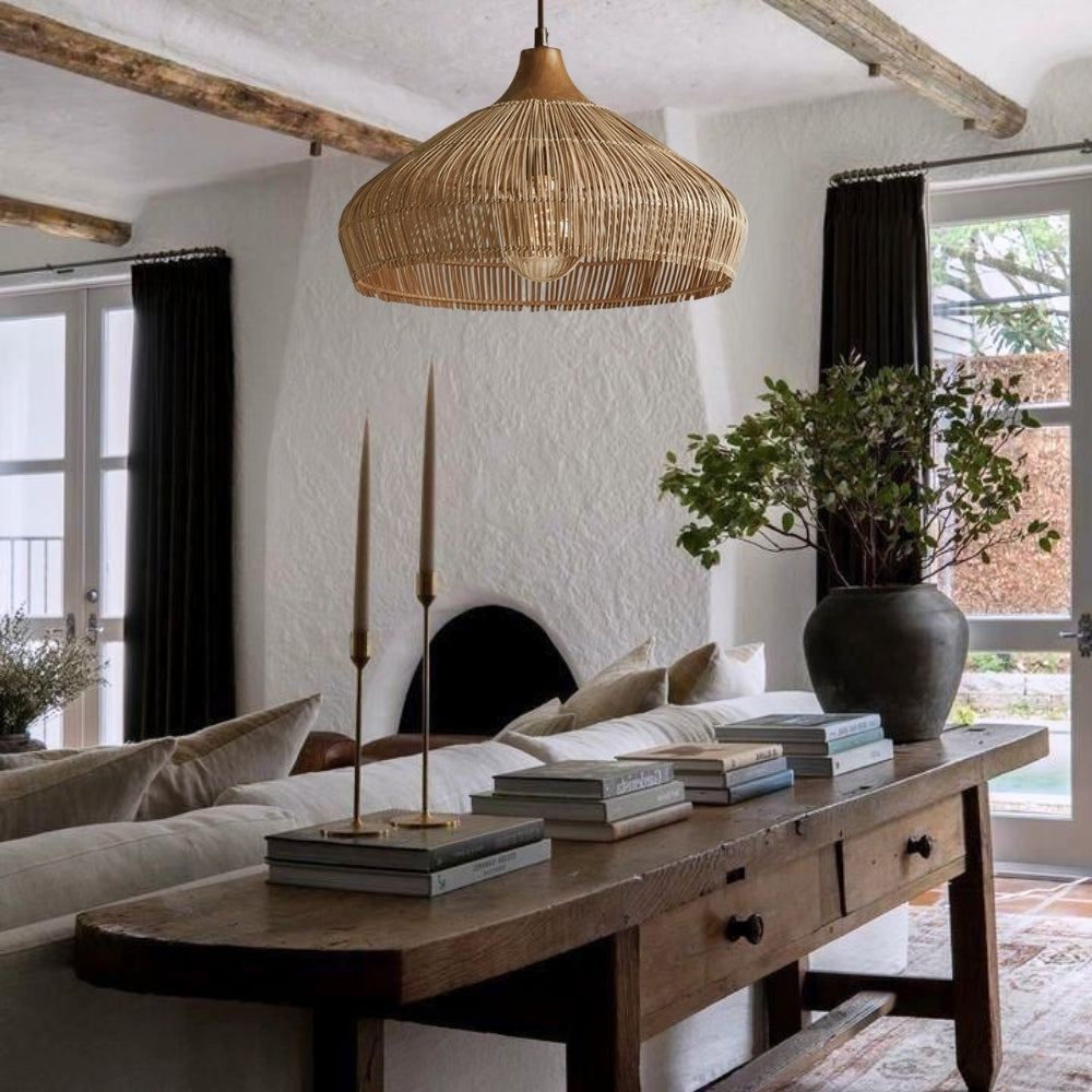 Havenly Rattan Woven Dome Pendant Light for Reading Corner