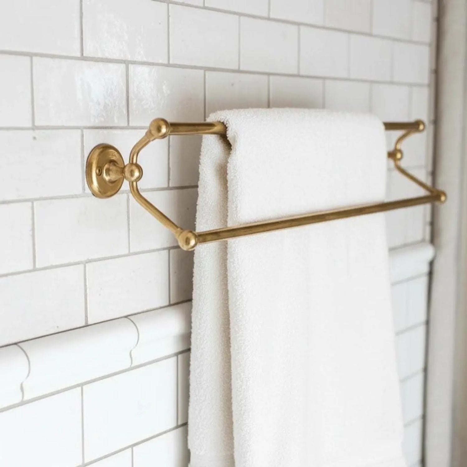Unlacquered Brass Double Towel Bar – Wall Mounted Bath Rack