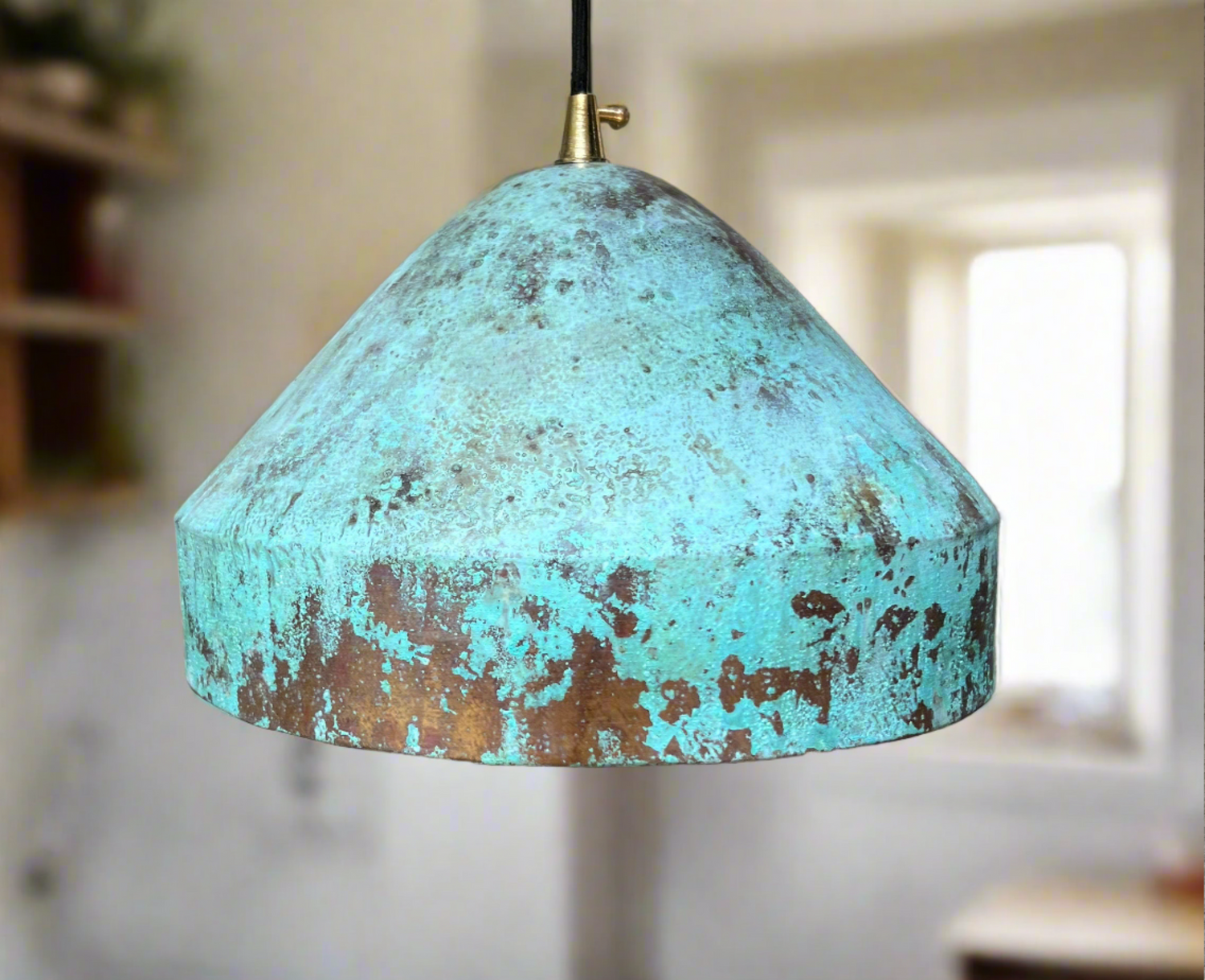 Oxidized Copper Island Kitchen Lighting, Grenn Patina Copper Pendant Light Fixture