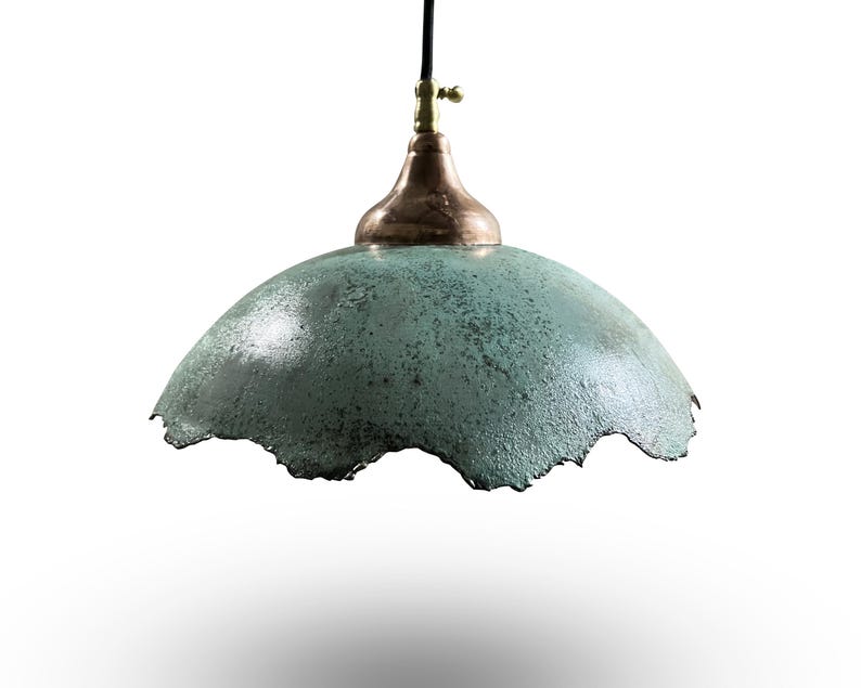 Green Kitchen Island Lighting, Green Patina Pendant Light