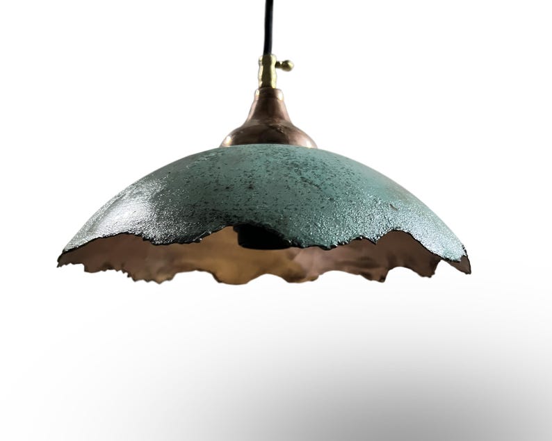 Green Kitchen Island Lighting, Green Patina Pendant Light