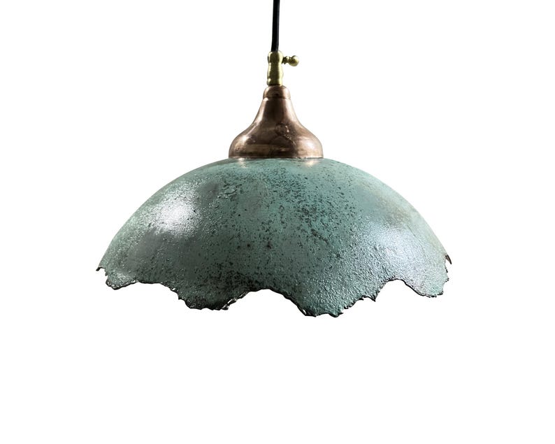 Green Kitchen Island Lighting, Green Patina Pendant Light
