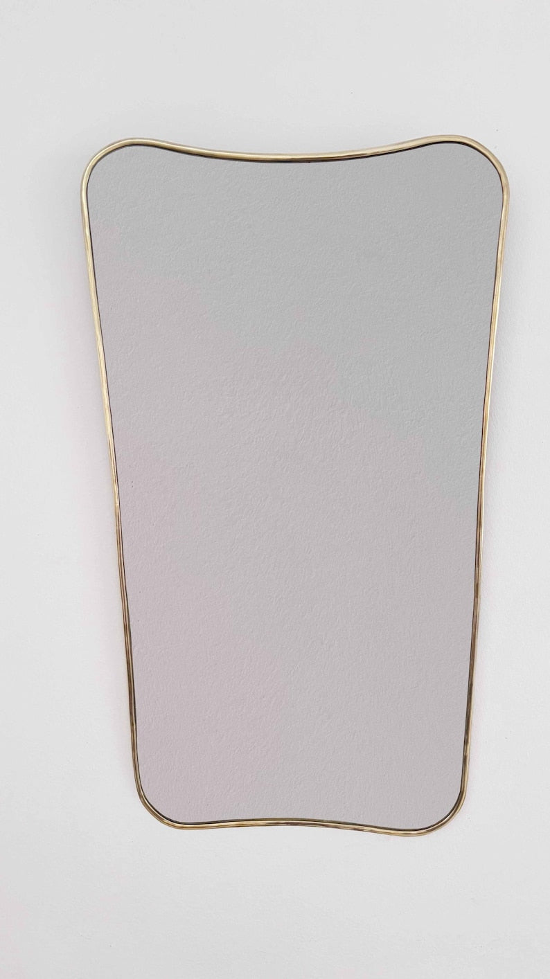 Italian Style Curved Brass Mirror | Handmade Wall Decor