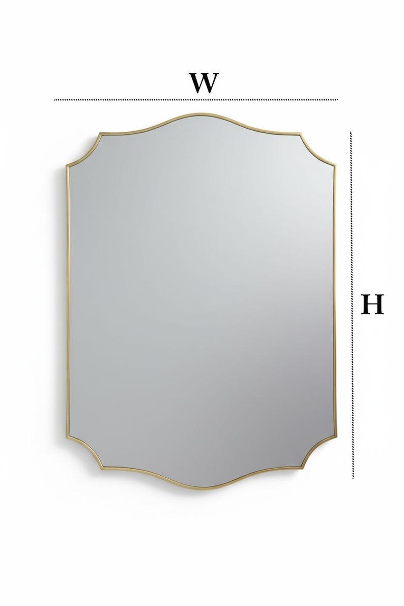 Scalloped Brass Wall Mirror | Curved Edge Bathroom Vanity