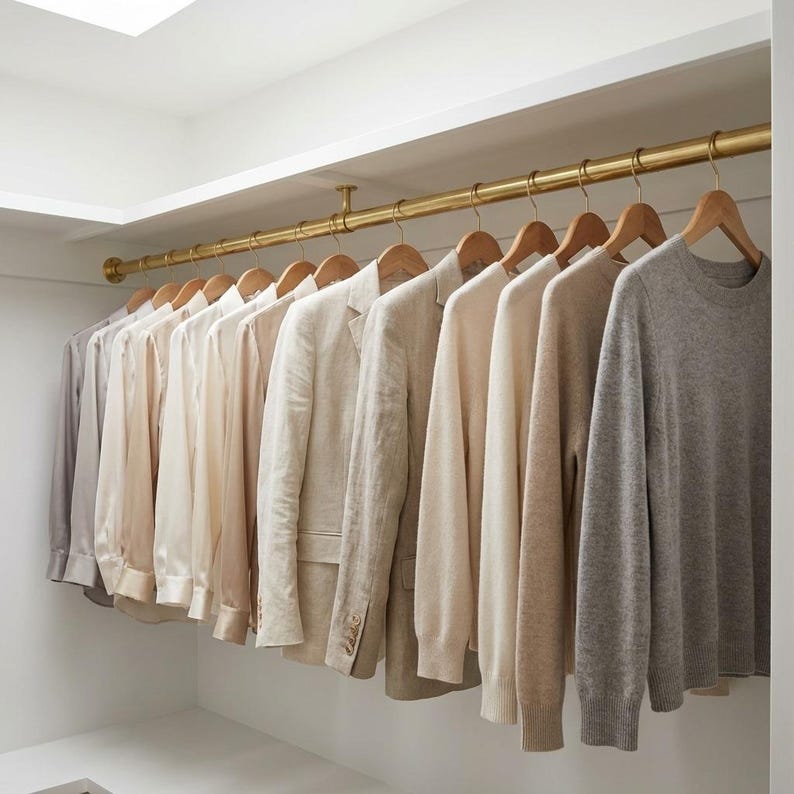 Solid Brass Closet Rail – Handmade Unlacquered Wardrobe Hanging Rod