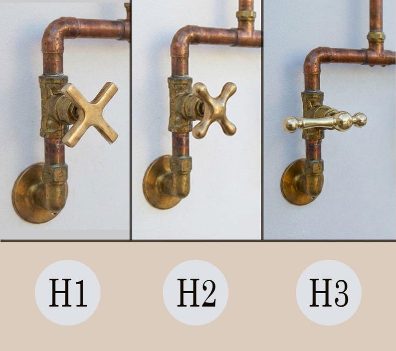 Handcrafted Outdoor Copper Rain Shower – Wall-Mounted Rustic Shower with Cross Handles