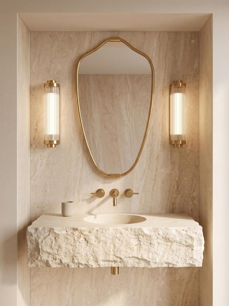 Shield Brass Vanity Mirror | Italian Style Wall Decor