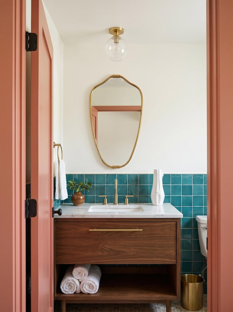 Shield Brass Vanity Mirror | Italian Style Wall Decor