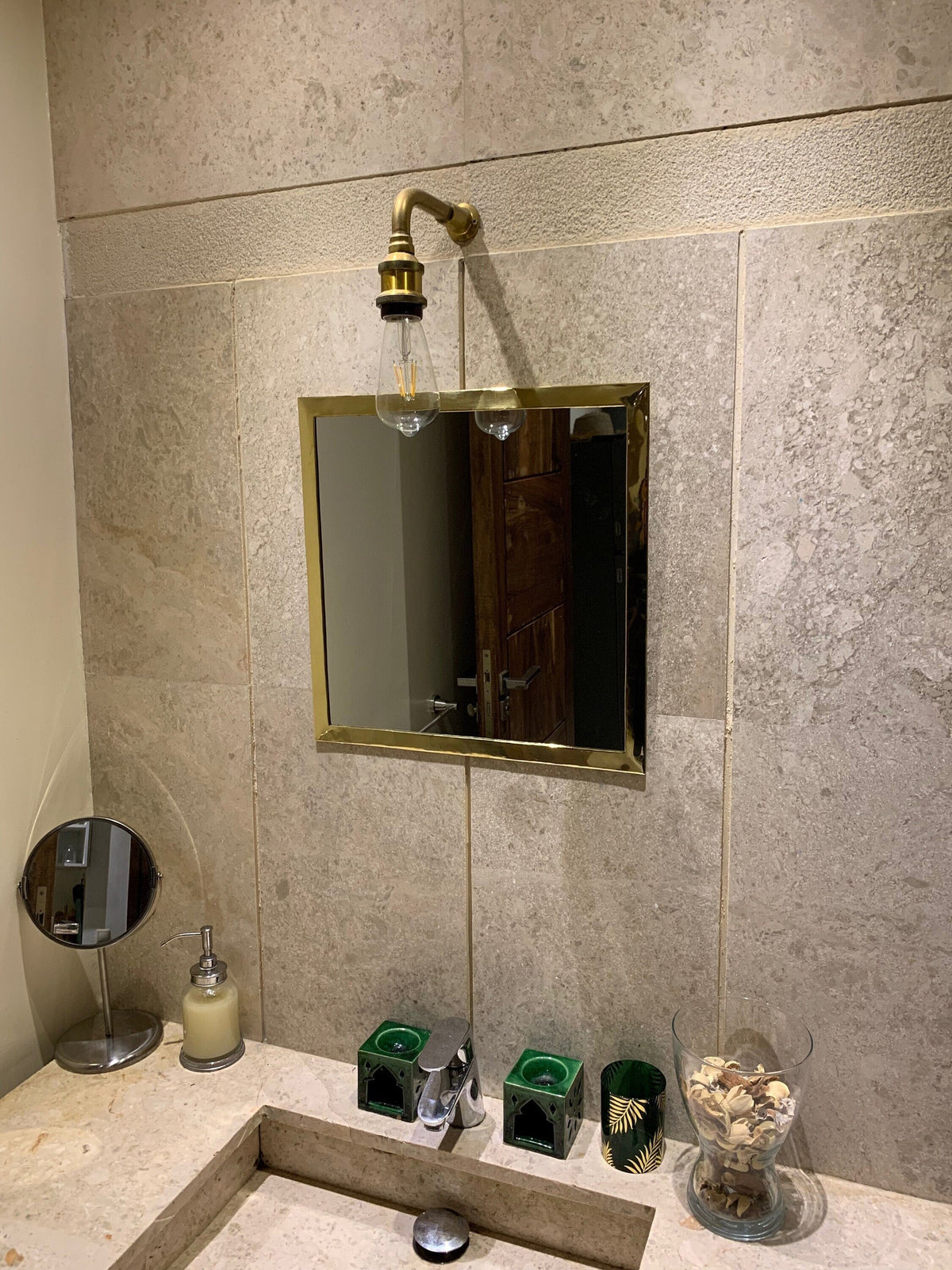 Varaudu Gold Square Mirror Unlacquered Brass Mirror 369099697 - Antique Brass Bathroom Mirror, Vanity Wall Decor