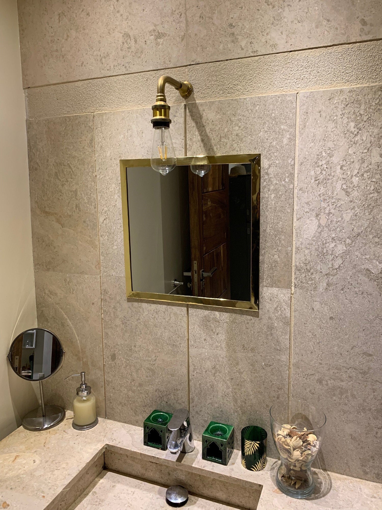 Varaudu Gold Square Mirror Unlacquered Brass Mirror 369099697 - Antique Brass Bathroom Mirror, Vanity Wall Decor