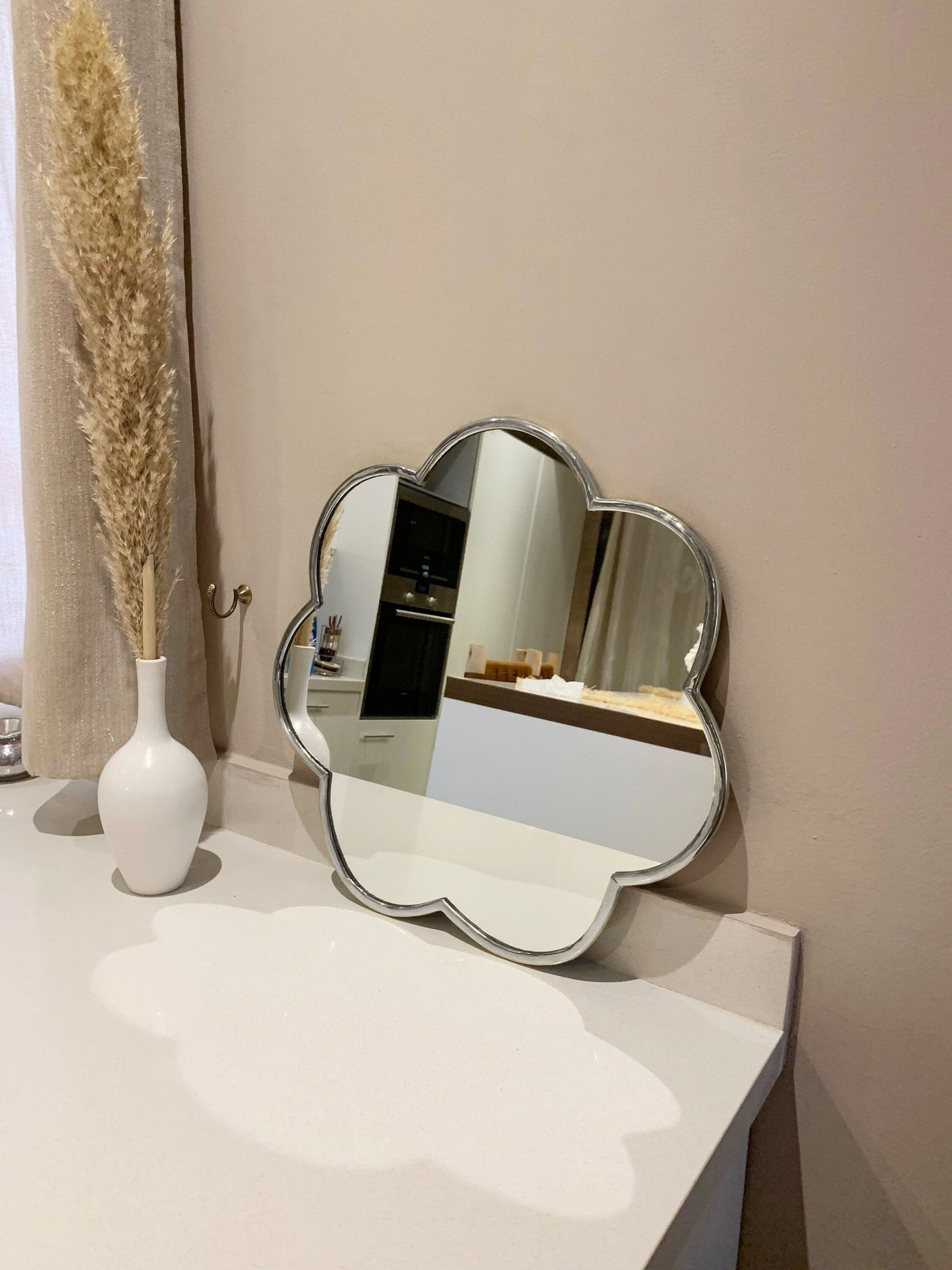 Varaudu Handmade Flower Brass Mirror Customized Gold Frame 369099660 - Antique Brass Bathroom Mirror, Vanity Wall Decor