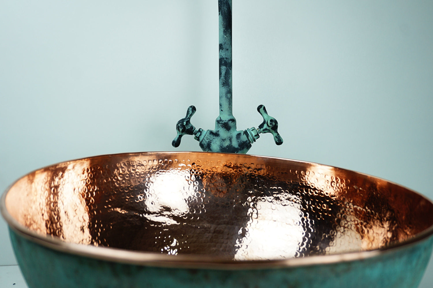 Gooseneck Bathroom Vanity Green Patina Brass Faucet, Vintage Brass Green Patina Bathroom Sink Faucet