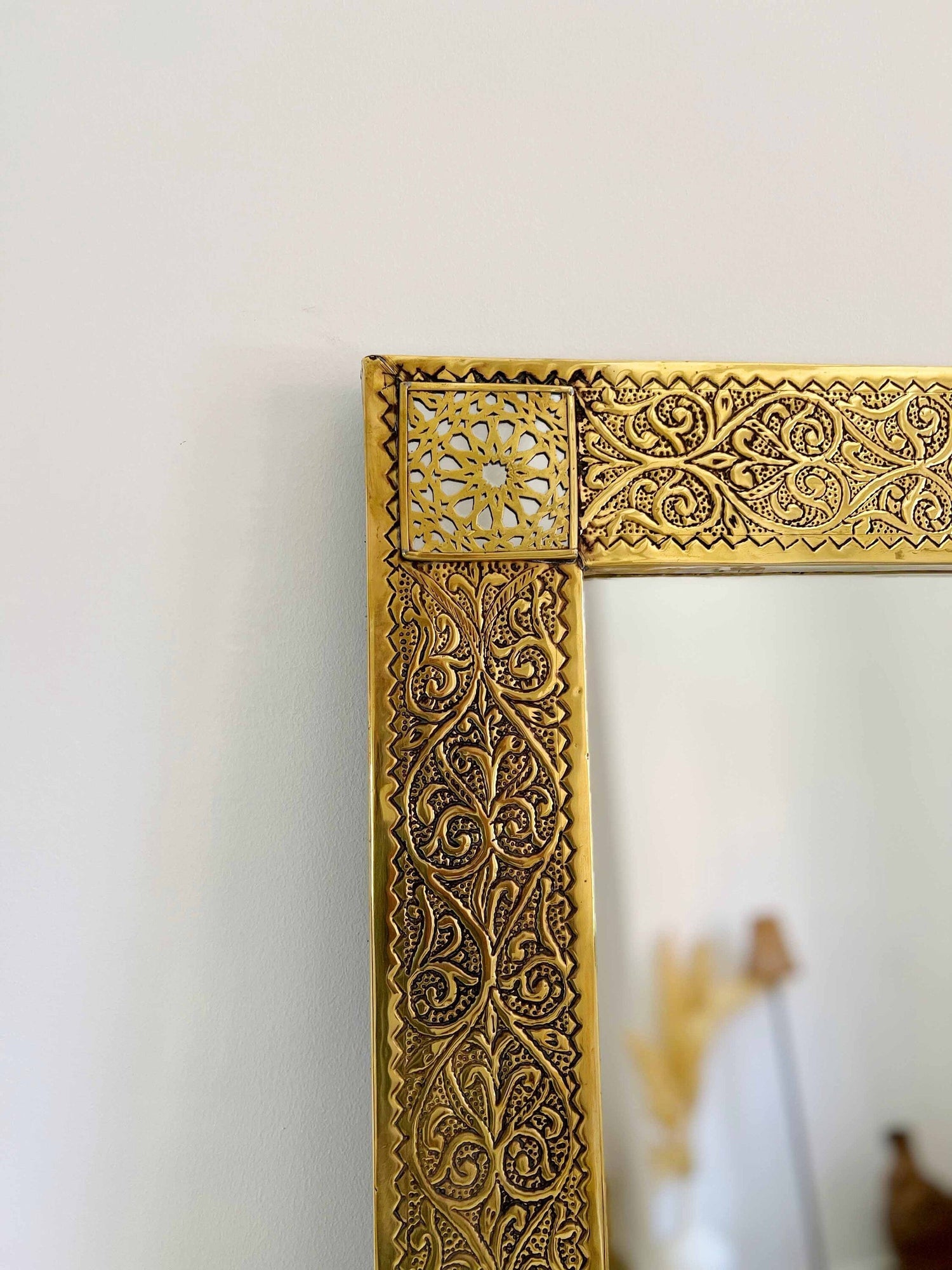 Varaudu Rectangular Brass Mirror Moroccan Brass Wall Mirror 369099706 - Antique Brass Bathroom Mirror, Vanity Wall Decor