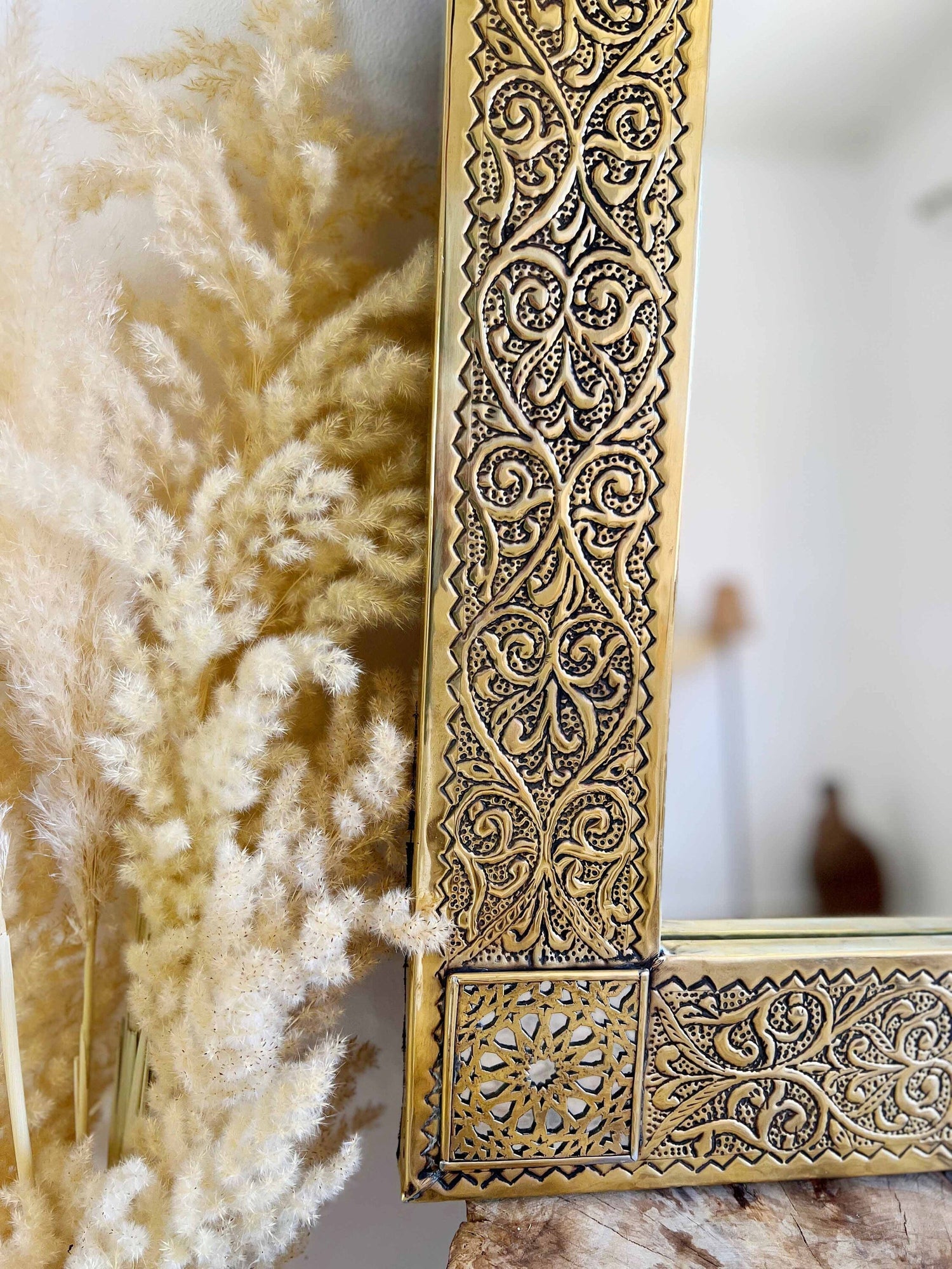 Varaudu Rectangular Brass Mirror Moroccan Brass Wall Mirror 369099706 - Antique Brass Bathroom Mirror, Vanity Wall Decor