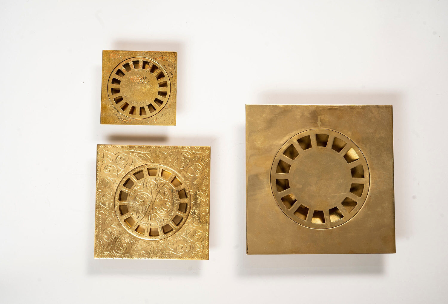 Unlacquered Solid Brass Floor Drain ,Antique Brass Square Shower Drain with Removable Cover