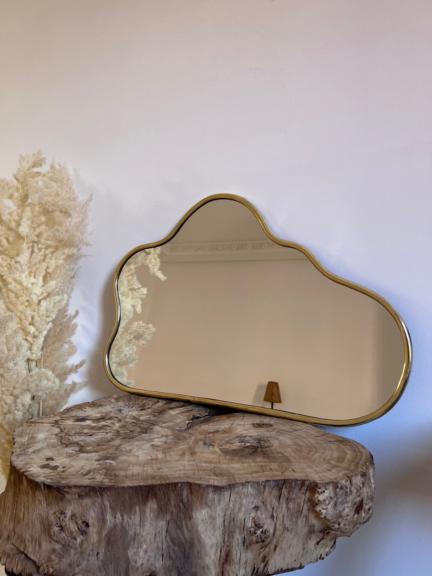Varaudu Cloud Mirror - Antique Brass Bathroom Mirror, Vanity Wall Decor