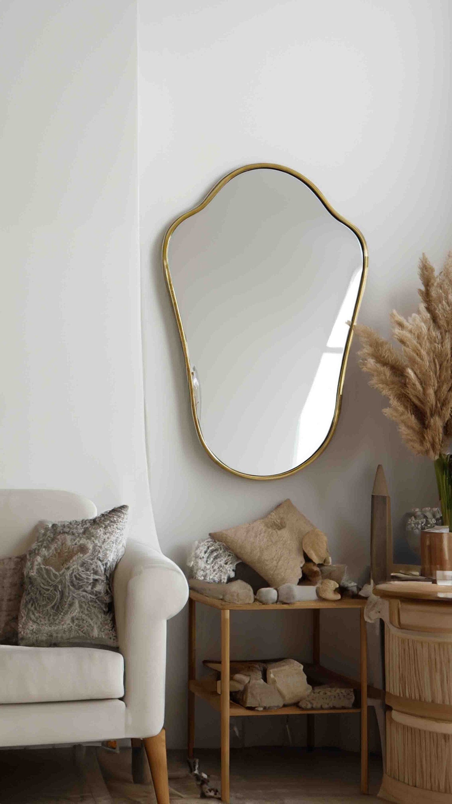 Varaudu Antique Brass Mirror Italian Shield Brass Frame Mirror 369099908 - Antique Brass Bathroom Mirror, Vanity Wall Decor