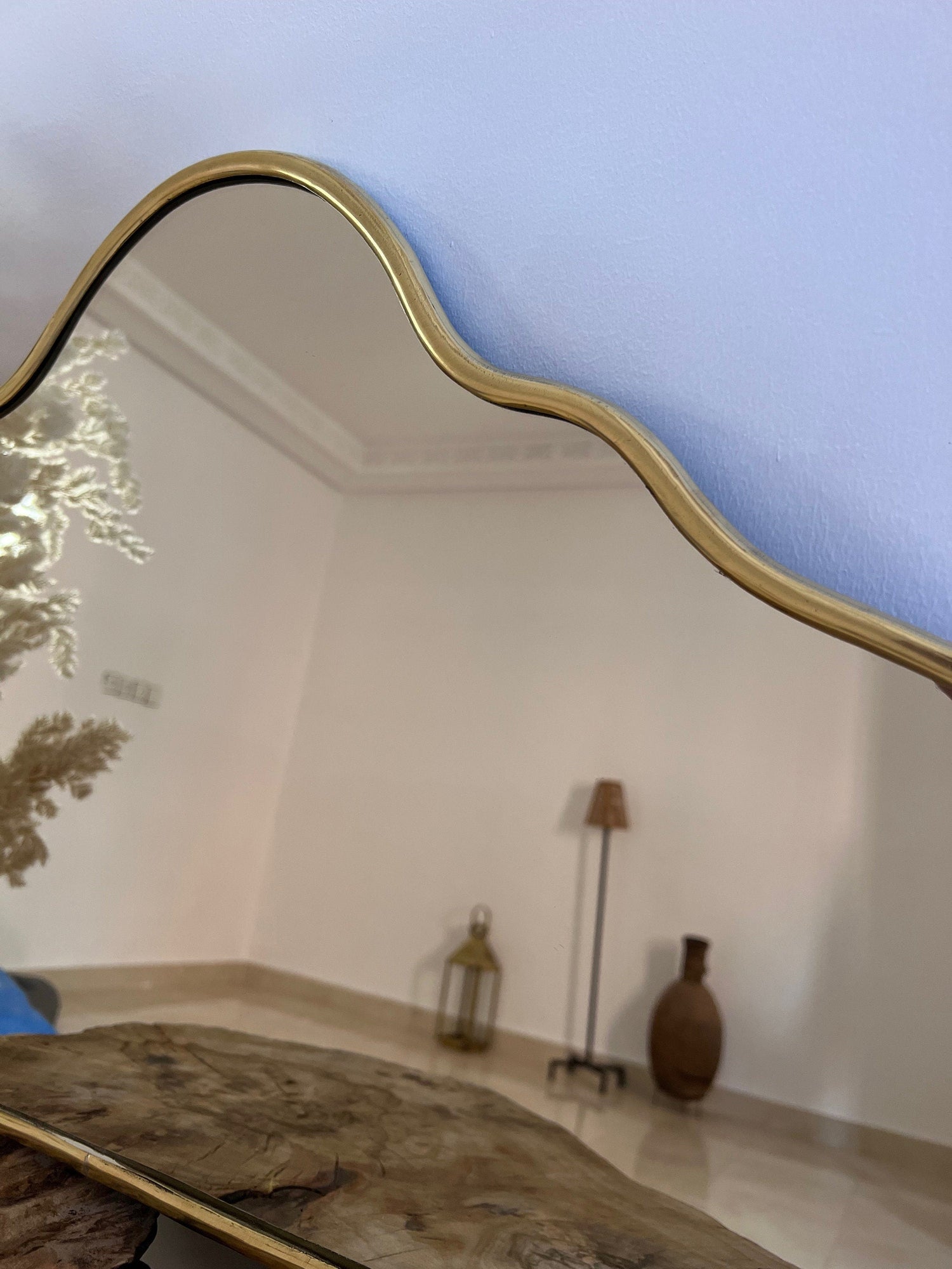 Varaudu Cloud Mirror - Antique Brass Bathroom Mirror, Vanity Wall Decor