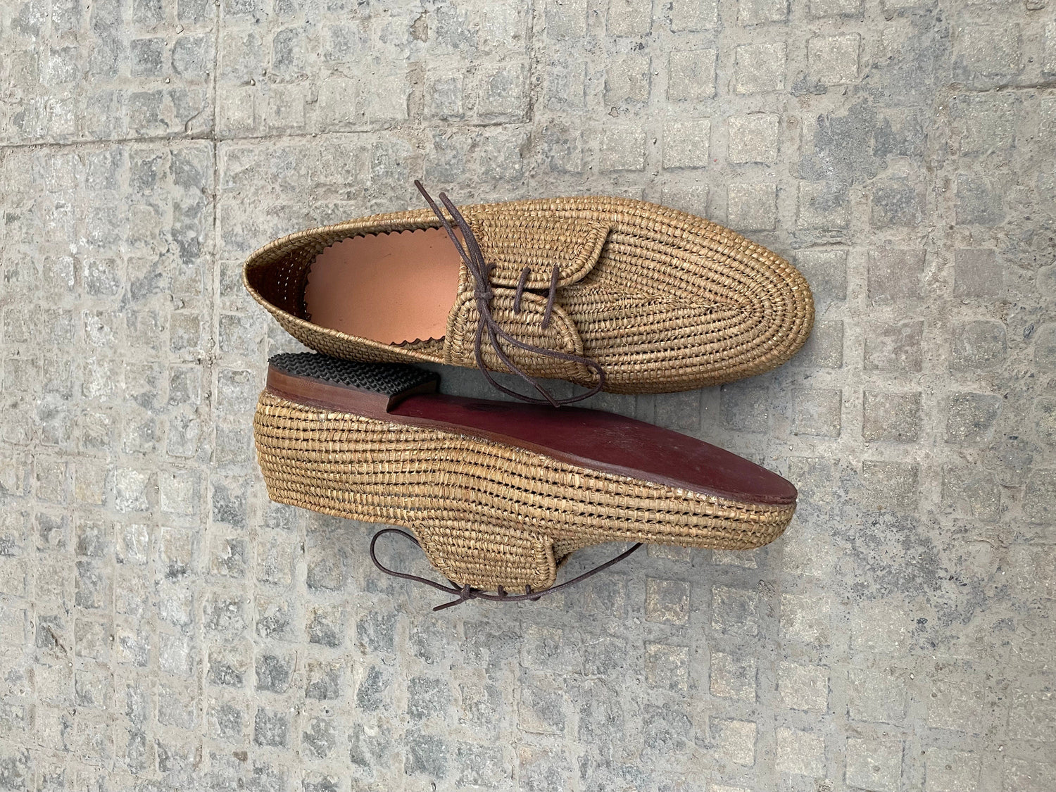 Minimal Raffia Lace-Up Shoes – Handwoven Natural Style