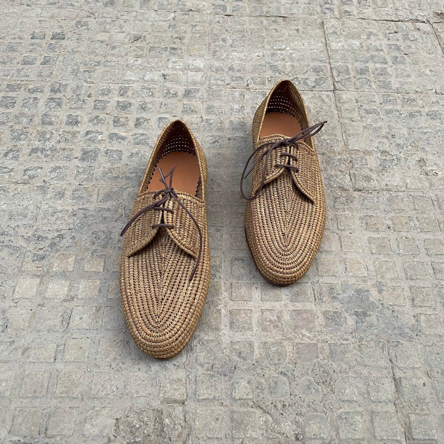 Minimal Raffia Lace-Up Shoes – Handwoven Natural Style