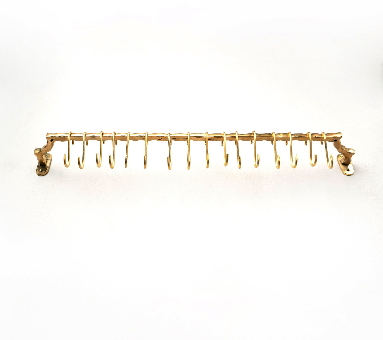 Unlacquered Solid Brass Pot Rail With Hooks , Vintage Pot Hangers for Kitchen