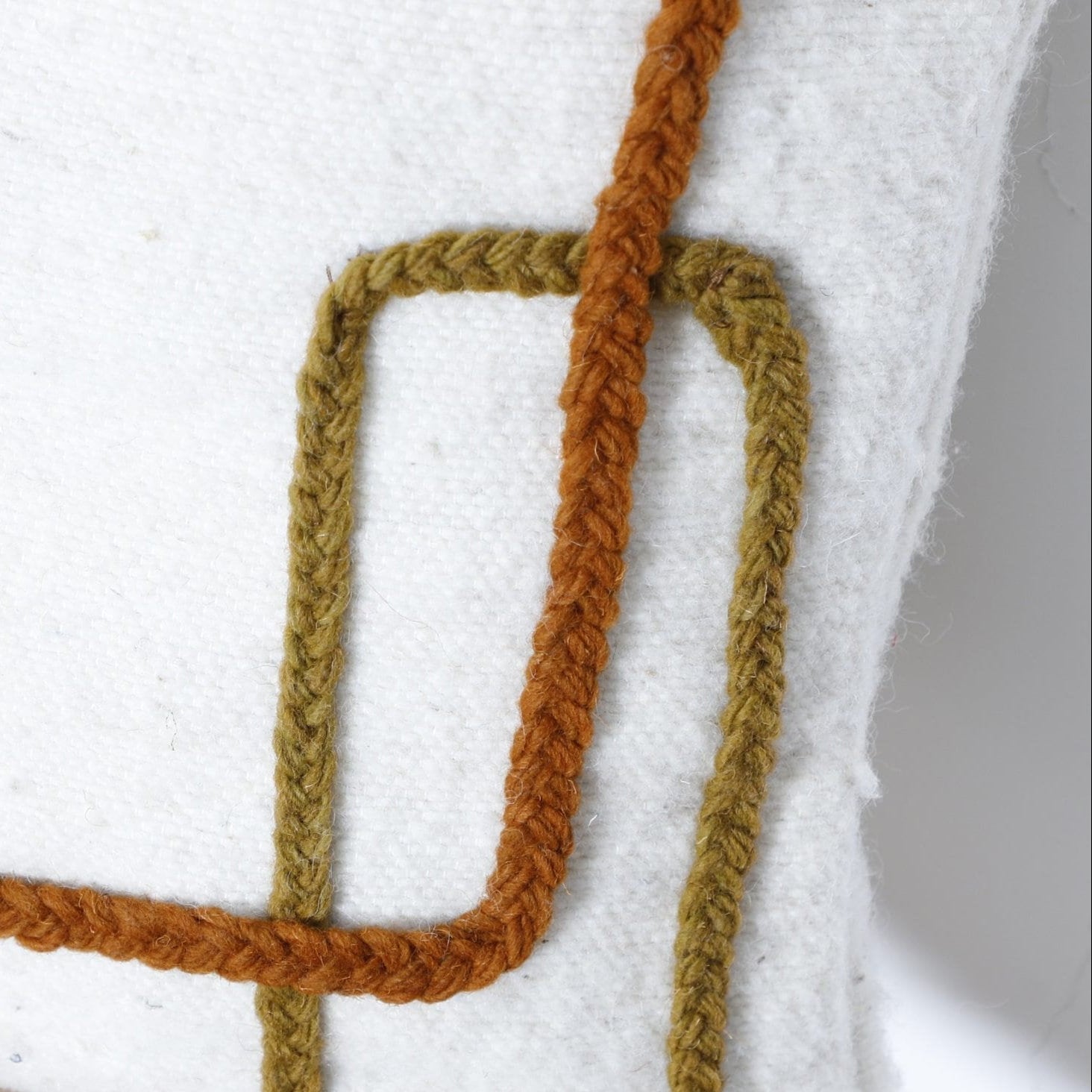Abstract Embroidered Moroccan Pillow Cover – Handcrafted Wool Cushion in Neutral Tones