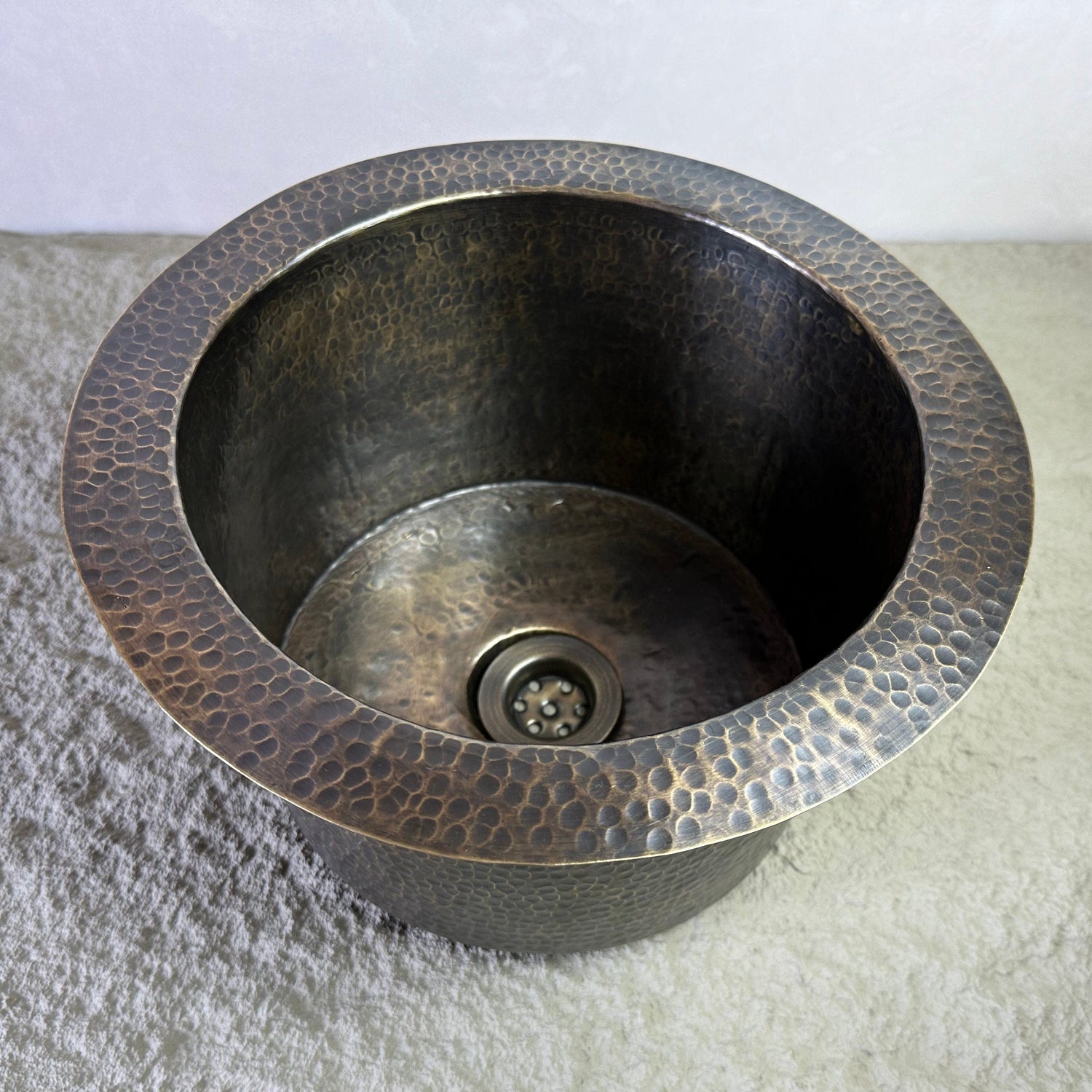 Patina Brass Round Bar Sink, Round Bronze Sink including drain