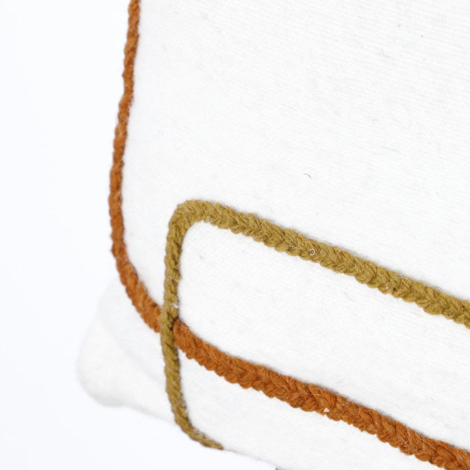 Abstract Embroidered Moroccan Pillow Cover – Handcrafted Wool Cushion in Neutral Tones