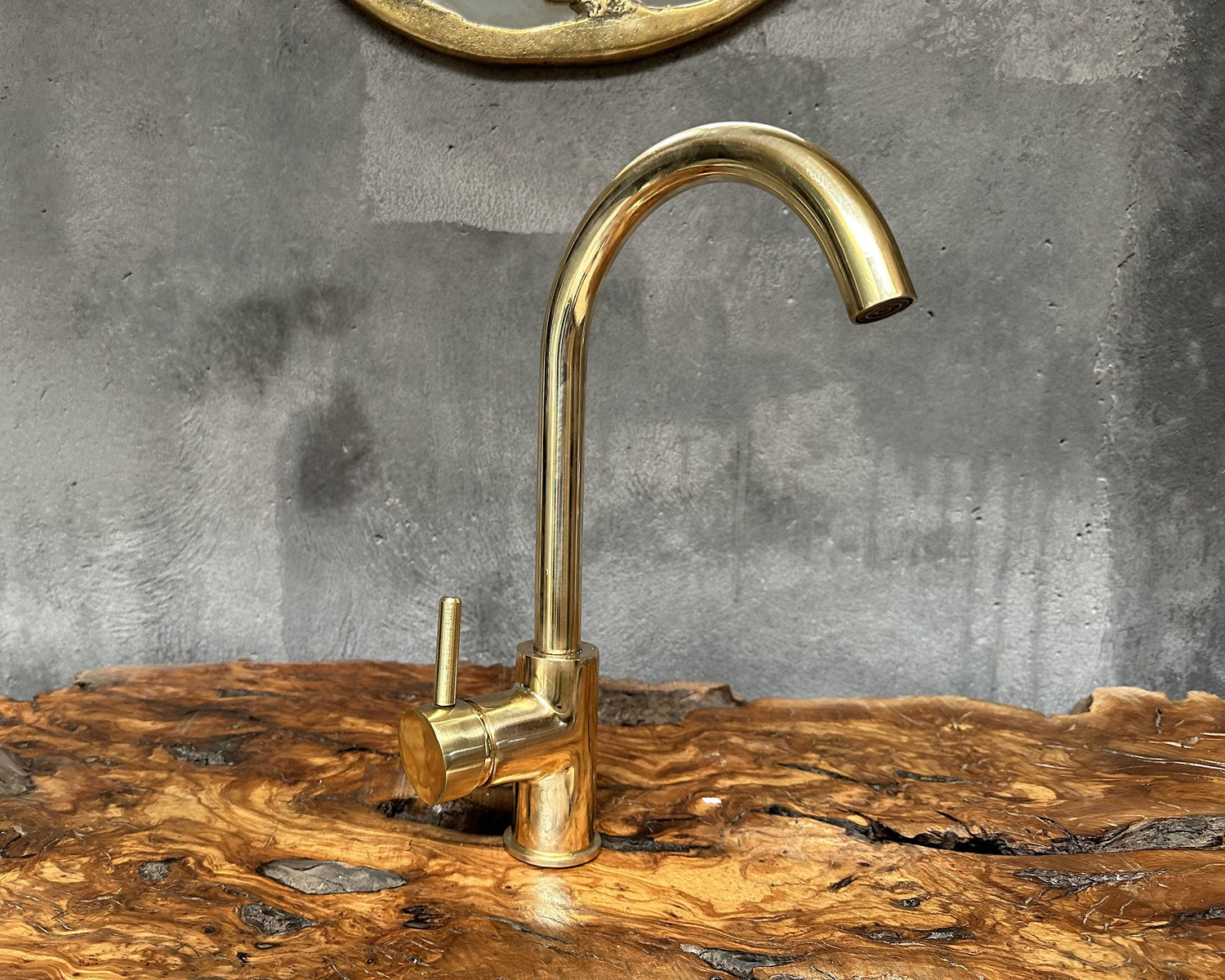 Unlacquered Brass Sink Faucet, Single Handle Mixer Faucet, Wet Bar Brass Sink Faucet