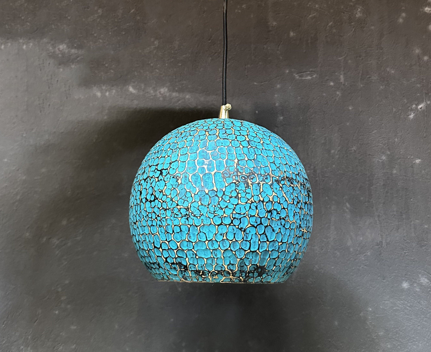 Blue Patina Brass Pendant Light - Handcarfted Island Kitchen Lighting