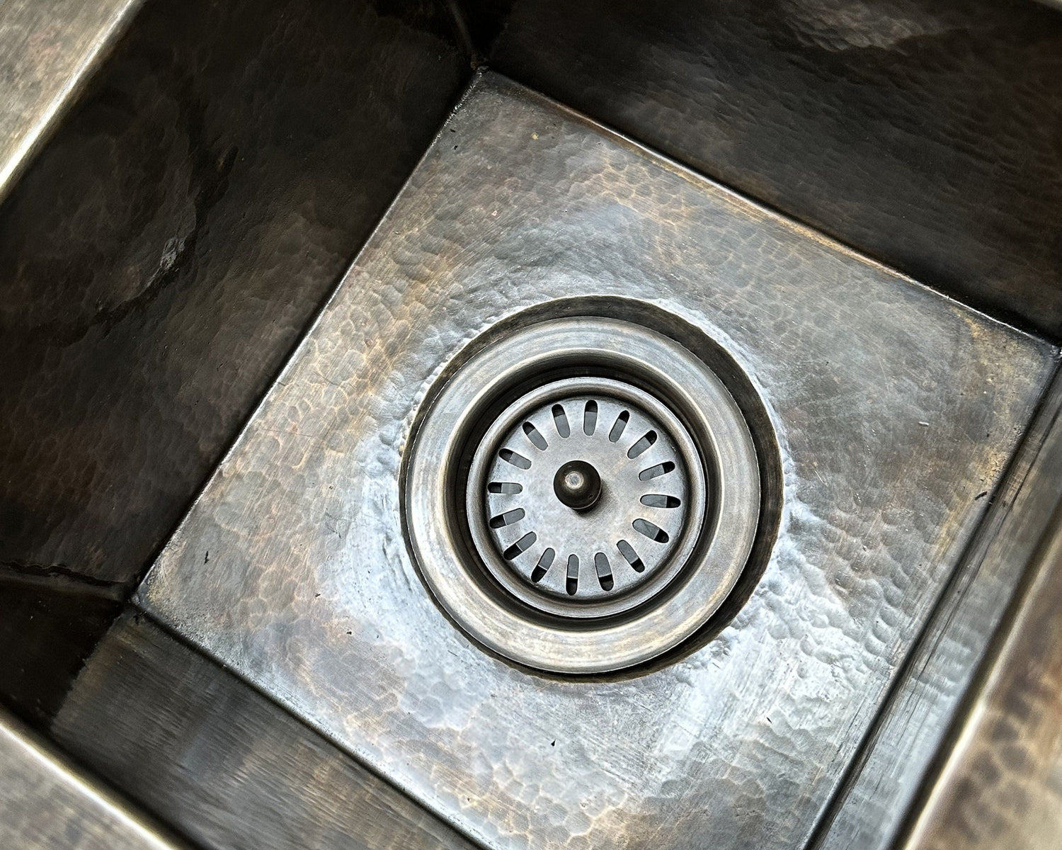 Bronze Undermount Bar Sink – Hammered Square Brass