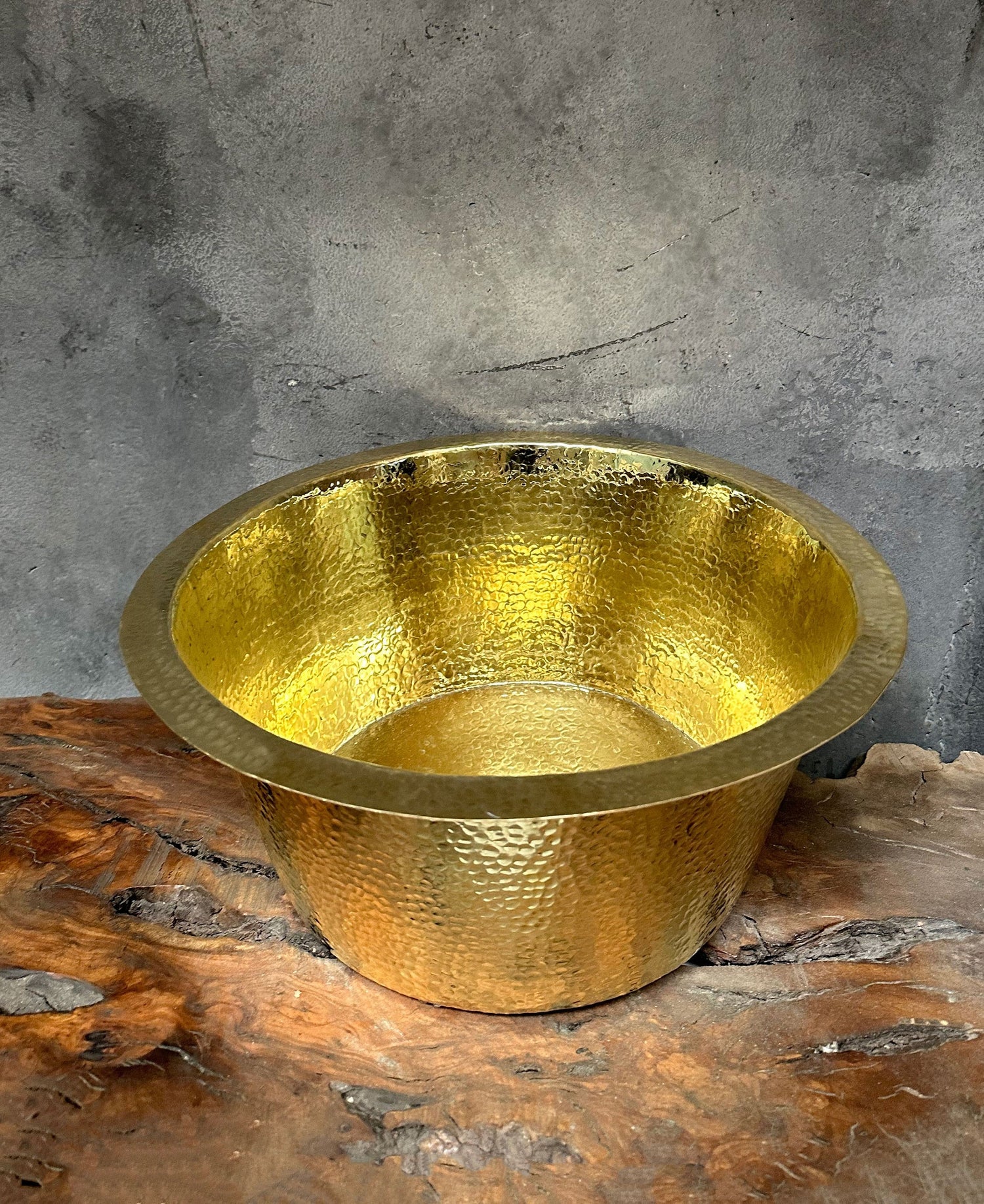 Hammered Brass Bar Sink – Round Unlacquered Prep Bowl