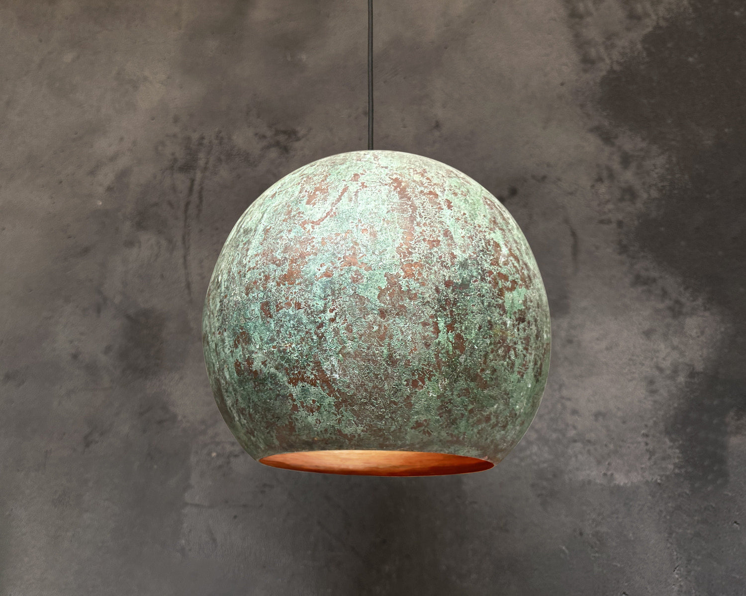 Oxidized Copper pendant light, Green Patina Copper Hanging Kitchen Island Light Fixture