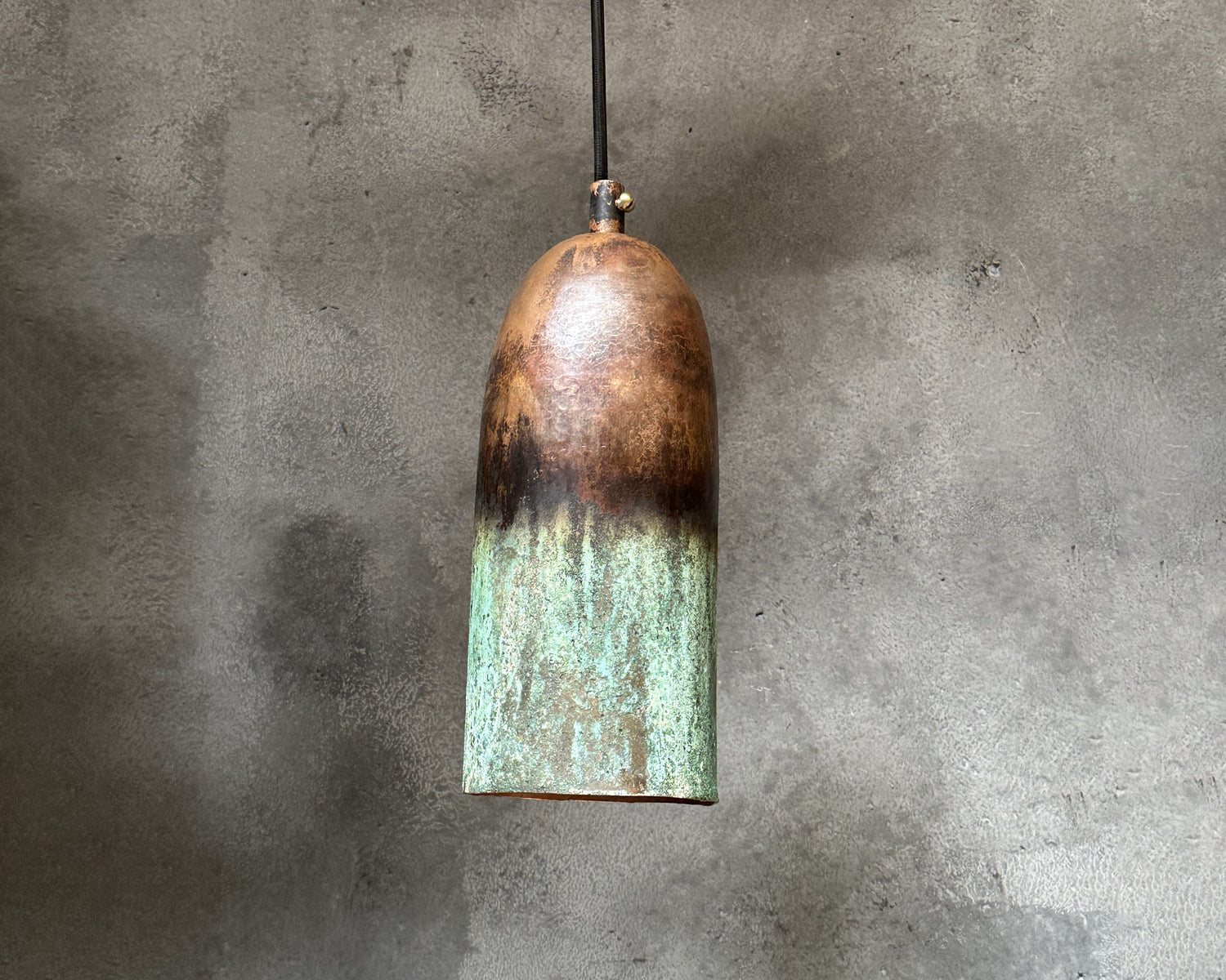 Green Patina Farmhouse Light Fixture , Oxidized Copper Pendant Light, Long Copper Pendant Lamp