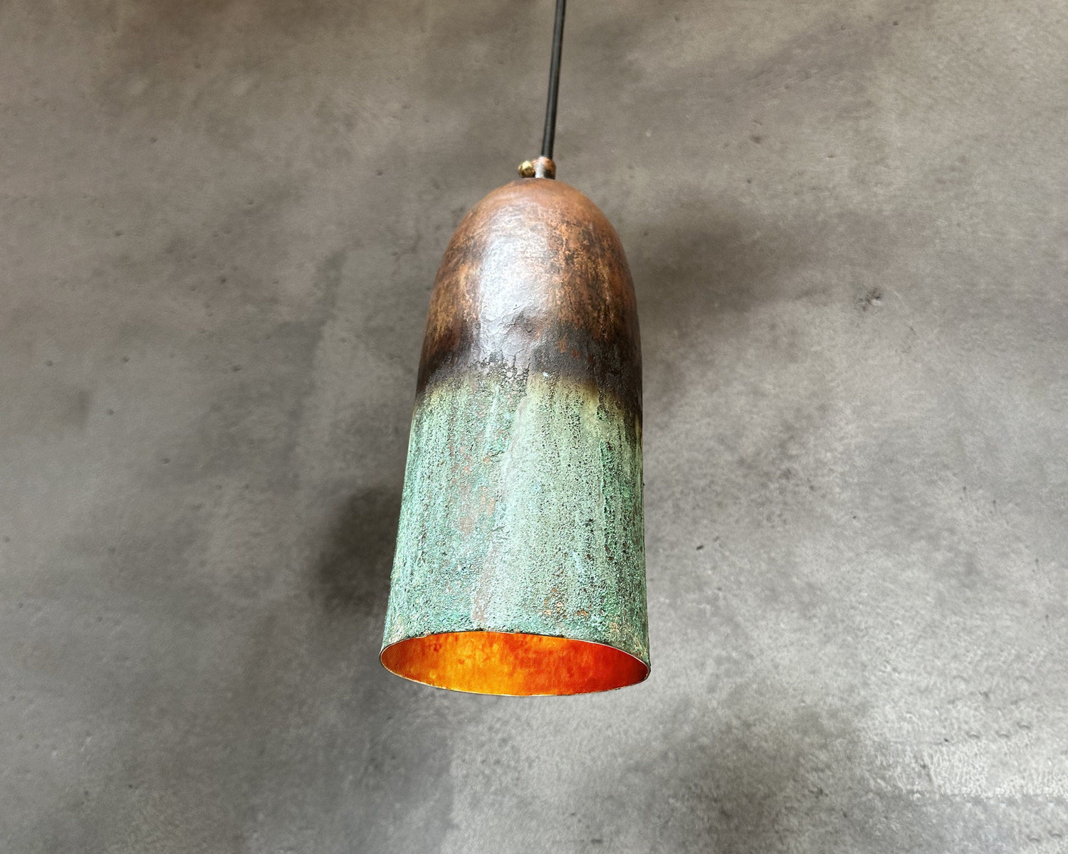 Green Patina Farmhouse Light Fixture , Oxidized Copper Pendant Light, Long Copper Pendant Lamp
