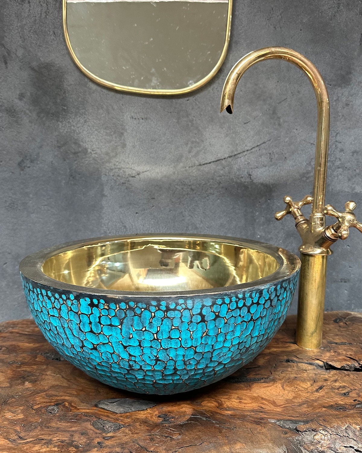 Blue Patina Brass Sink ,Brass Vessel Sink For Bathroom