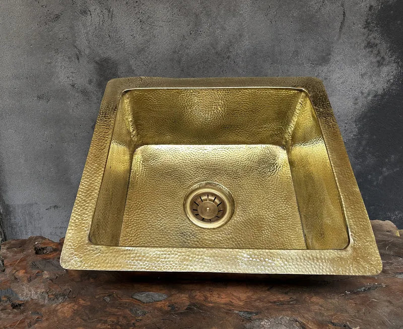 Undermount Unlacquered brass Bar Sink ,Hammered Brass Kitchen Sink