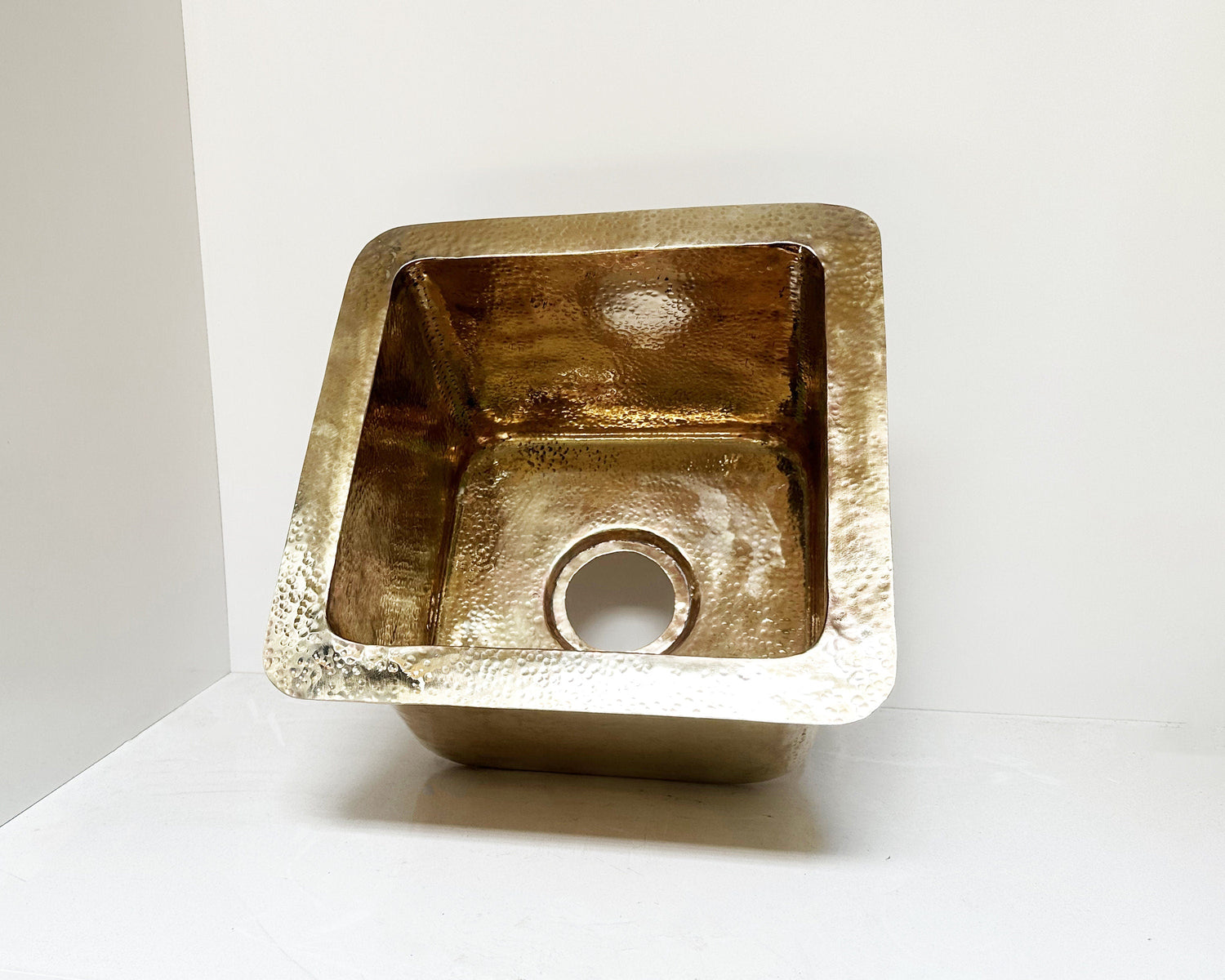 Unlacquered Brass Undermount Kitchen Sink, Island Brass Kitchen Sink, Hammered Brass Bar Sink, Square Kitchen sink Including Sink Drain